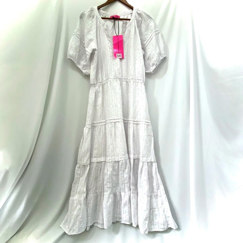 NWT Betsey Johnson Cottagecore Maxi Dress Sz M Snow White Tiered Milkmaid